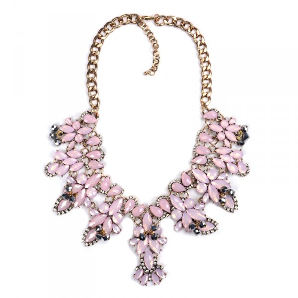 Dusty Rose Faceted Opal Marquise Statement Necklace